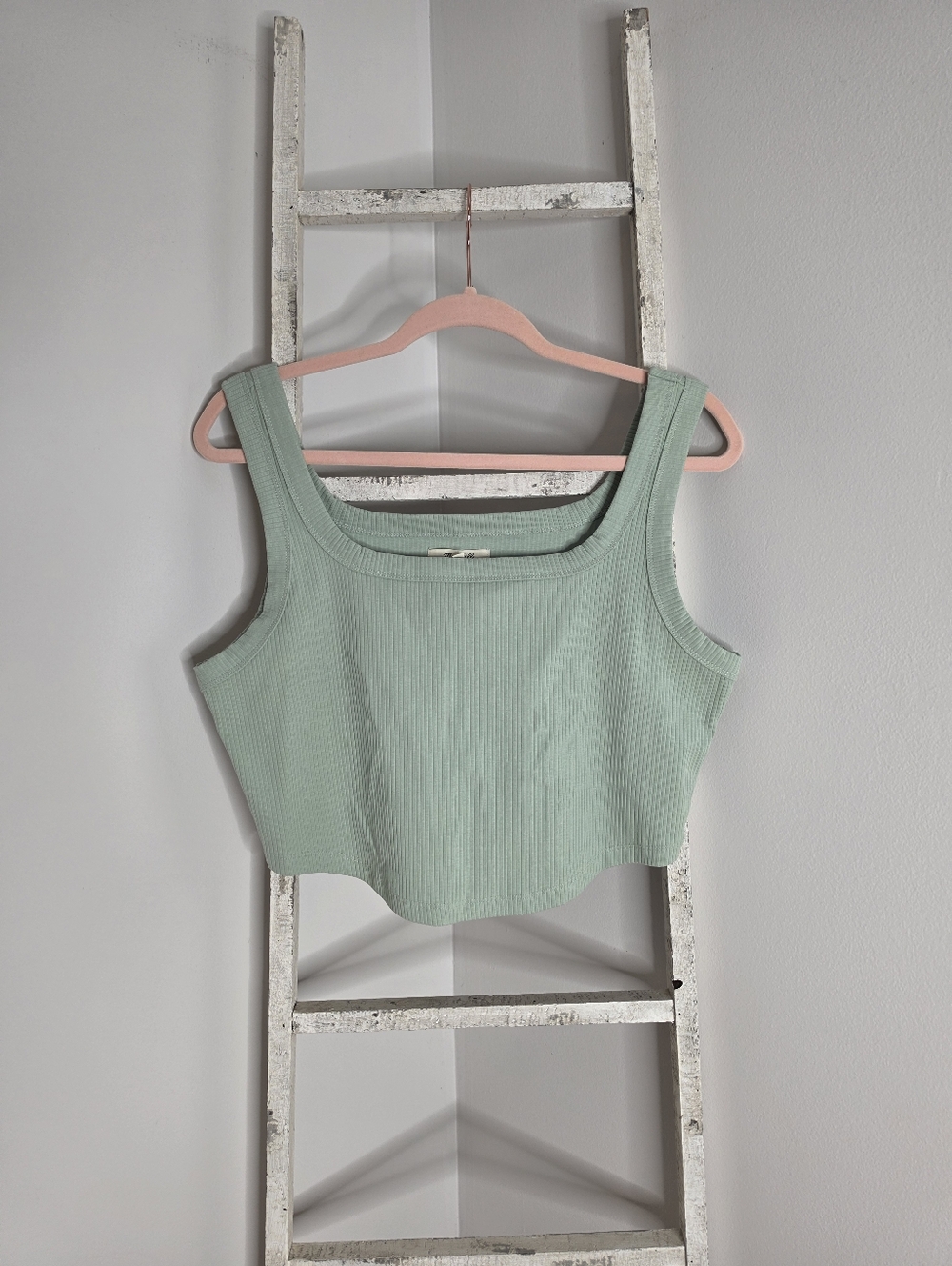 Madewell NWT Women's XL Tailored Crop Tank In Sleekwood Ribbed